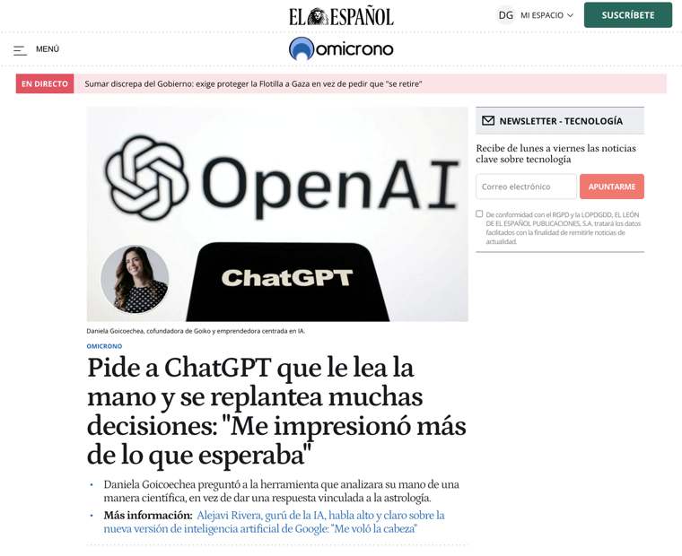 Artículo en El Español · Omicrono